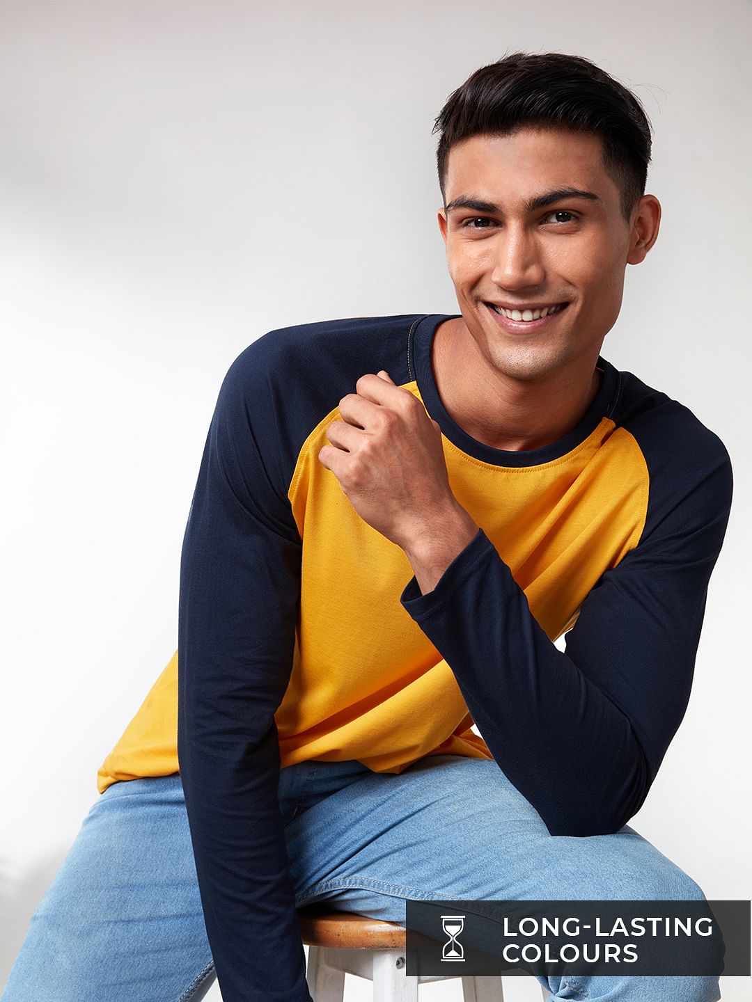 Supima Cotton Full Sleeve: Mustard Navy