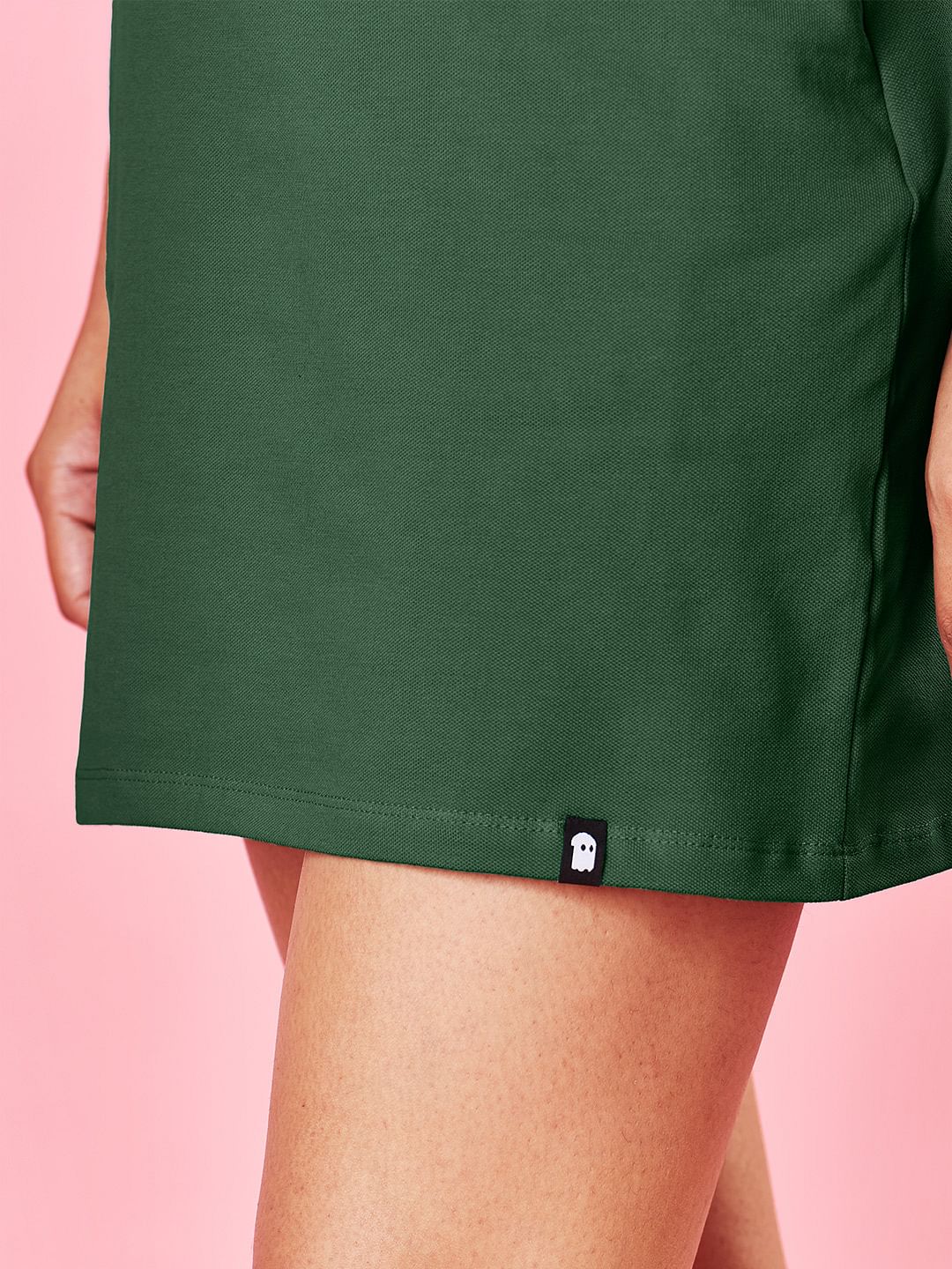 Solids Polo Dress: Bottle Green