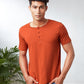 Supima Henley: Terracotta Orange (Half Sleeve)