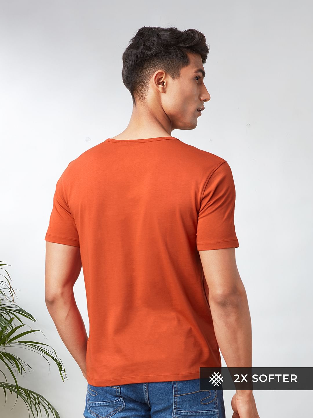 Supima Henley: Terracotta Orange (Half Sleeve)