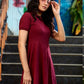 Solids Skater Dress: Burgundy