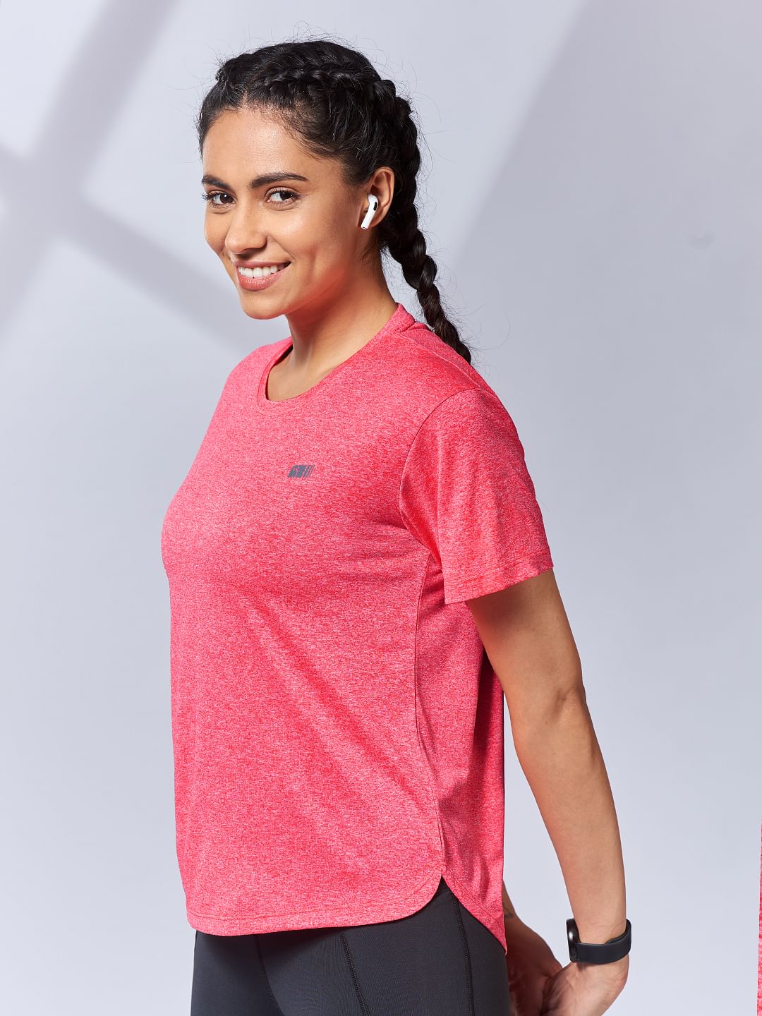 Solids: Melange Pink Yoga T-Shirt