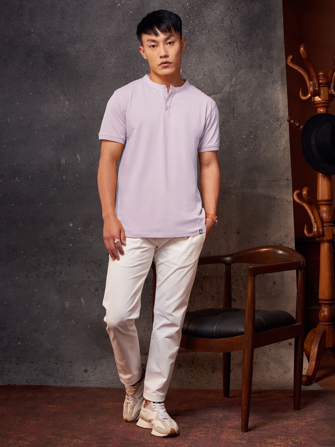 Solids Mandarin Polo: Lavender