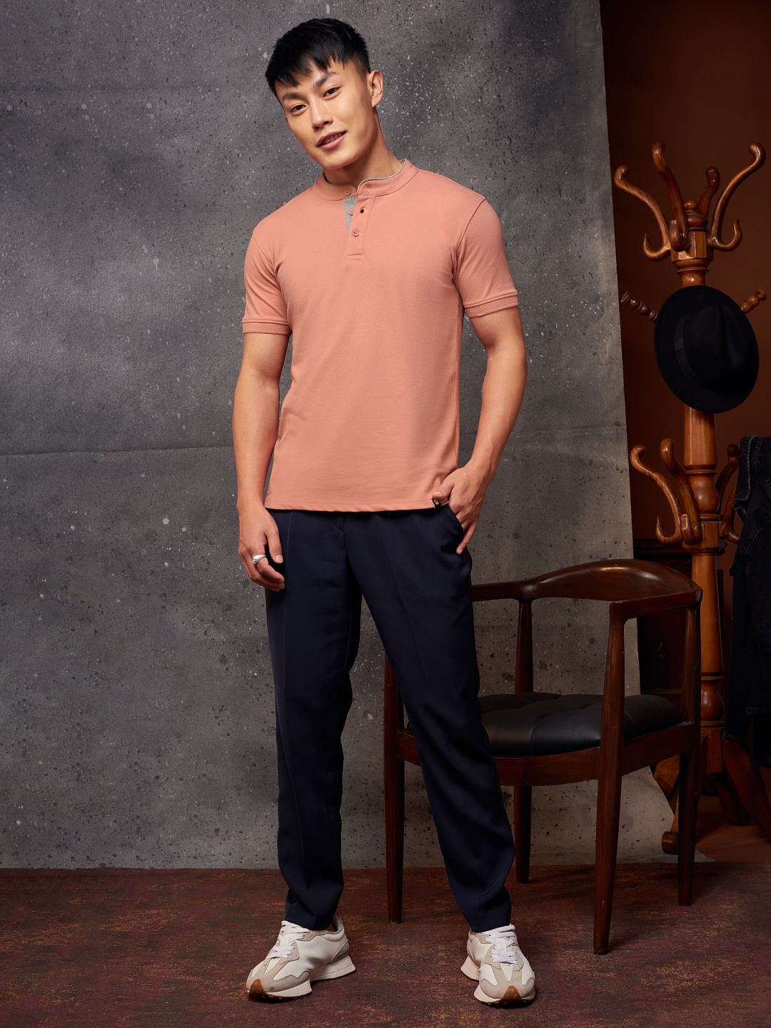 Solids Mandarin Polo: Salmon Pink