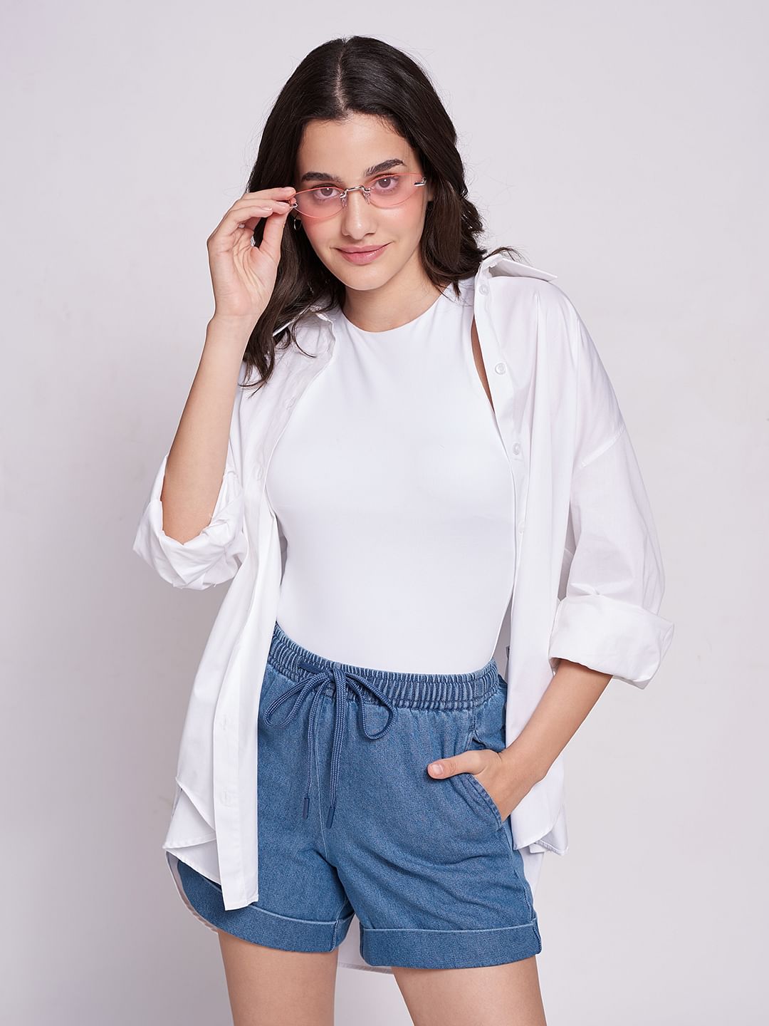 Buy online Women Solid Mini Denim Shorts from Skirts & Shorts for Women by  Urbanpoche for ₹899 at 47% off | 2024 Limeroad.com
