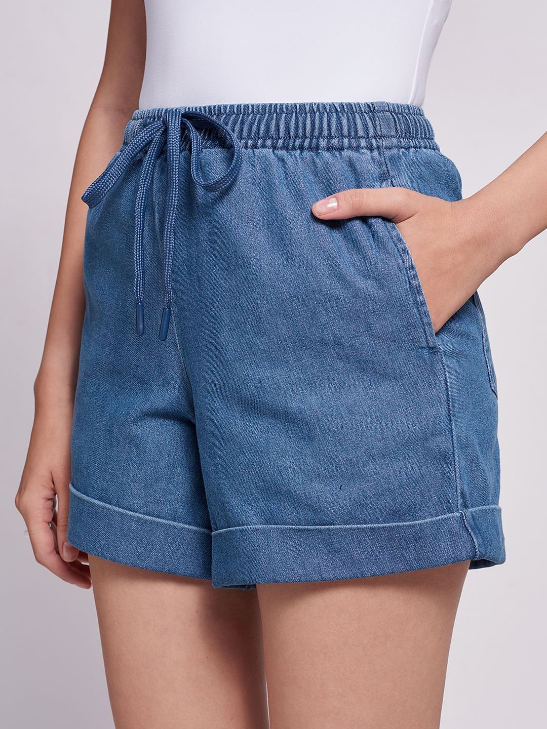 TSS Denim Shorts: Mid Blue