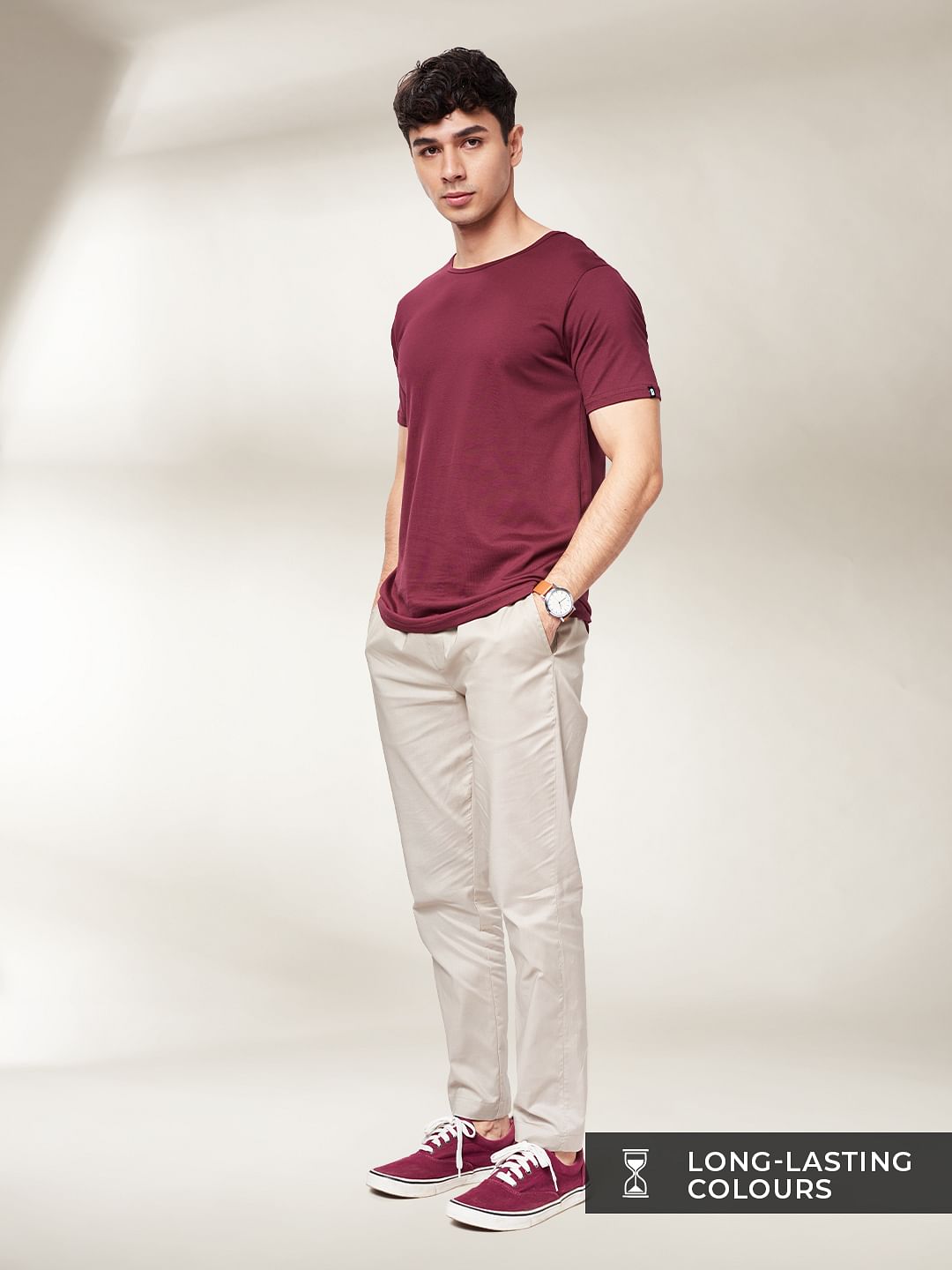 Supima Cotton Half Sleeve: Burgundy