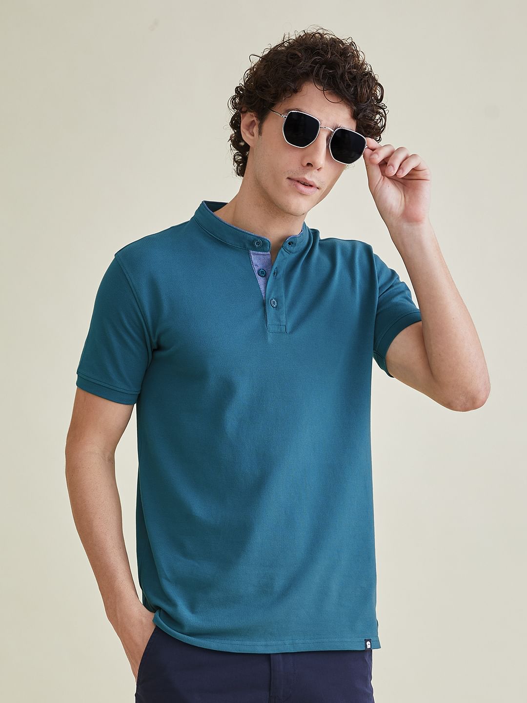 Solids Mandarin Polo: Teal