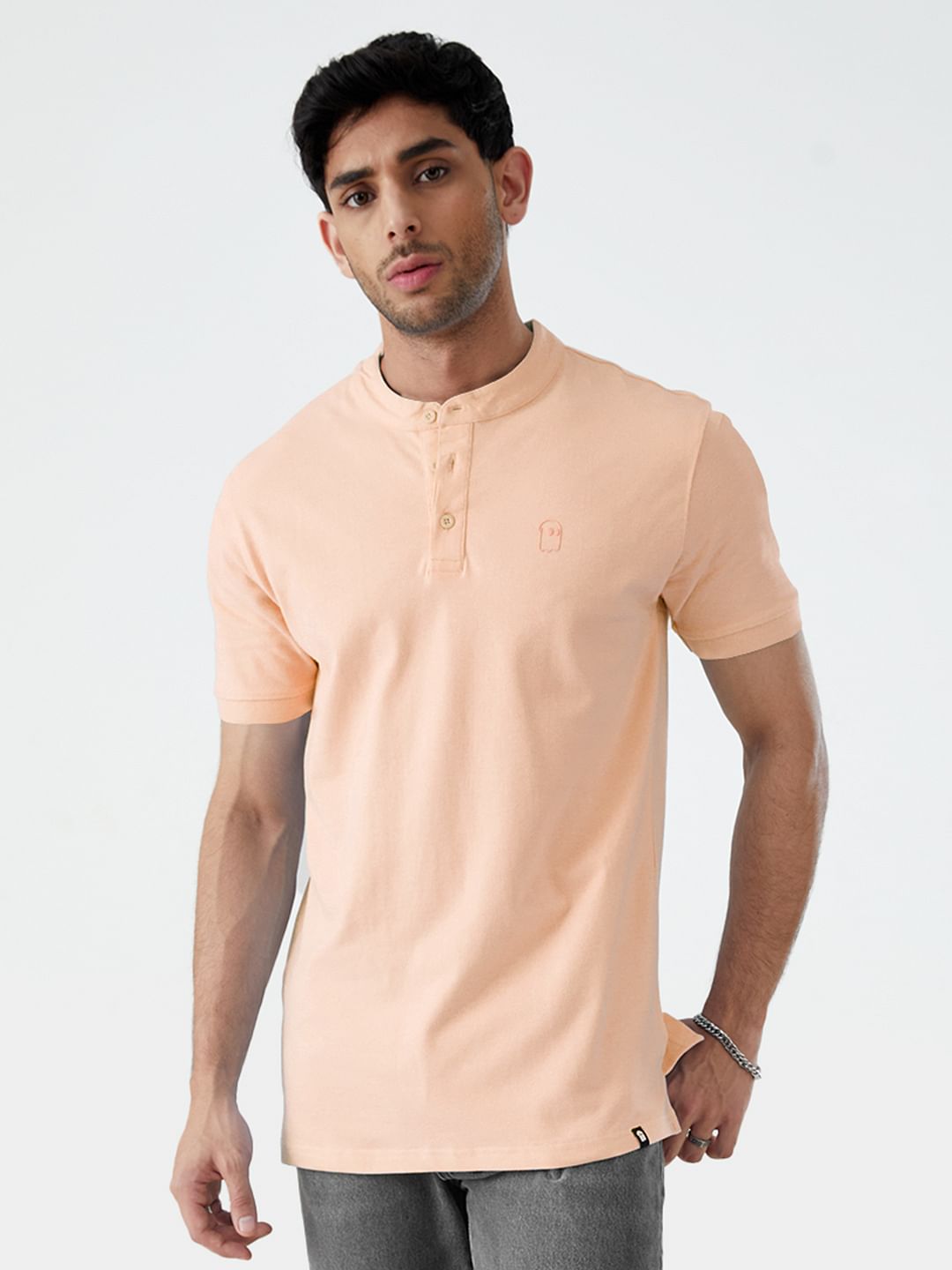 Solids Mandarin Polo: Nude Pink