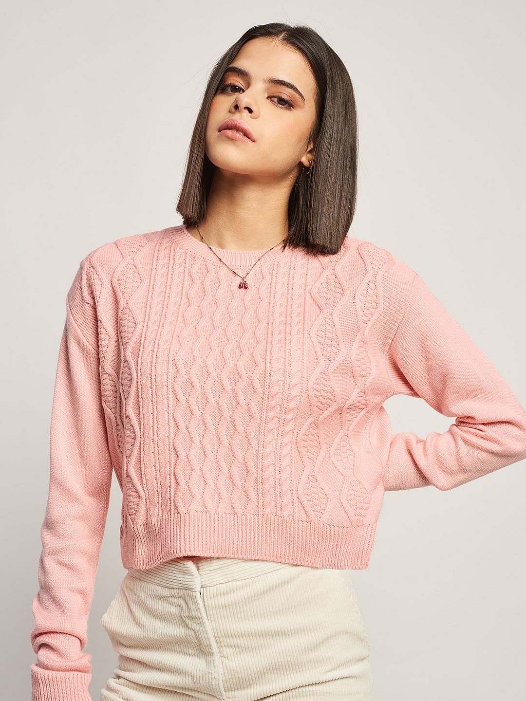 Knitted Sweater: Pink
