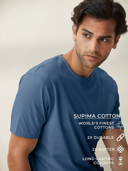 Supima Cotton Half Sleeve: Denim Blue