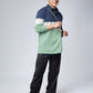 Navy Green: Men's Colorblock Rugby Polo
