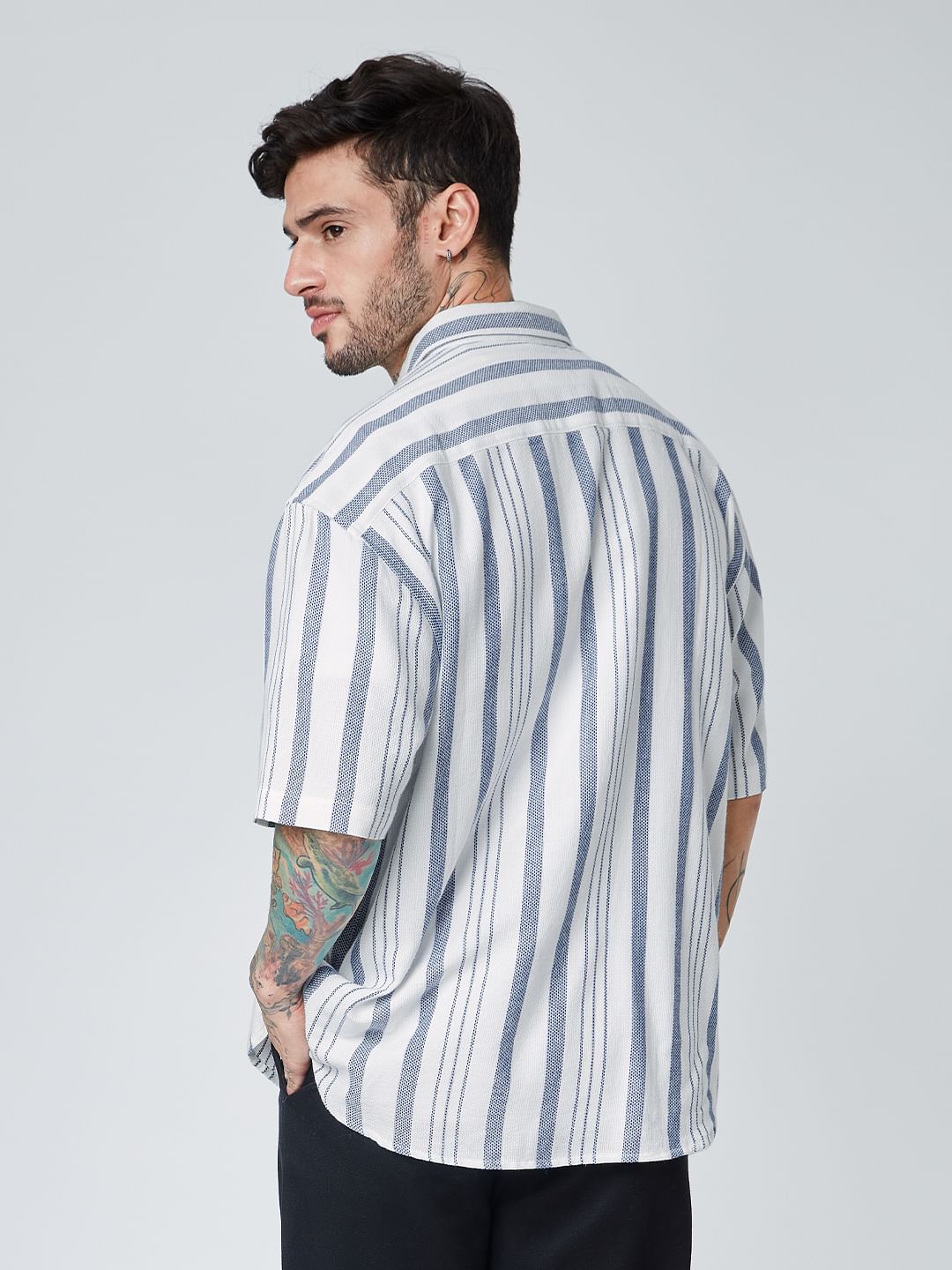 Solids: White and Grey Stripes